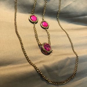Gold and Pink chain and bead necklace